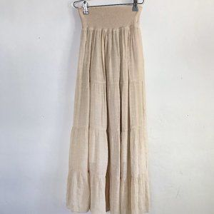 Midi Tiered Hobo Style Maxi Skirt